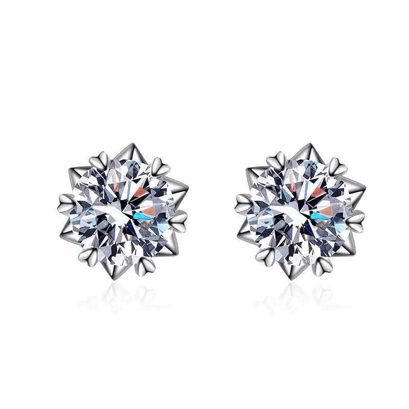XIXI Wholesale 925 Sterling Silver Stud Earring Classic D Color Moissanite Zircon Fancy Earrings for Women