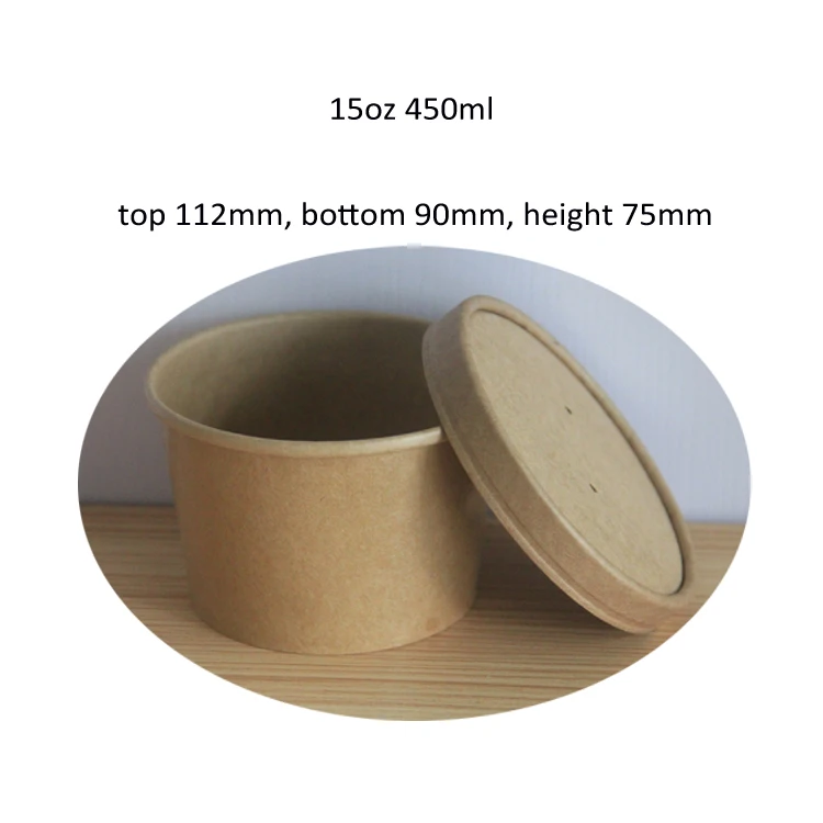 Microwave disposable soup bowl ice cream food packaging kraft paper cup with lid 10oz 300ml 14oz 400ml 15oz 450ml Paper Cups