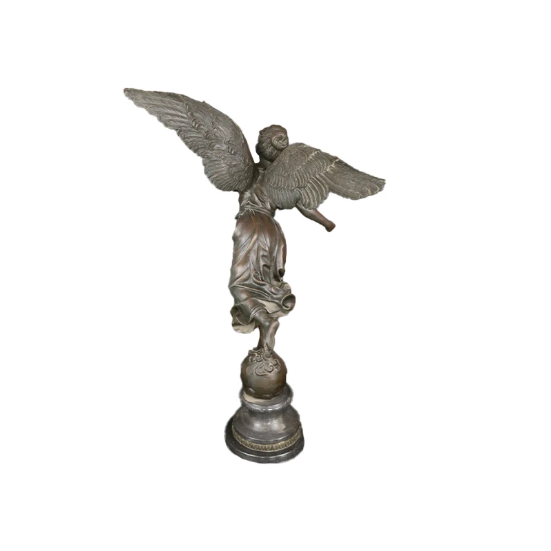 Modern garden decorative religious Custom life size bronze winged angel statue sculpture