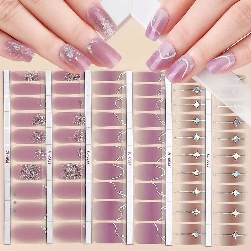 Top Sale Products 2023 Stickers Nail Art Artificial 20 Tips Nail Gel Strip  Nails Sticker UV For Girls