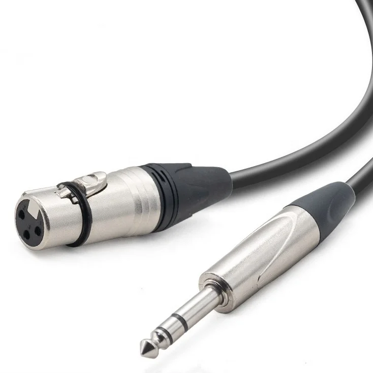 Black low noise  3 pin XLR  to 6.3 shielded Cable 6.3 TRS Male To XLR Female Cable