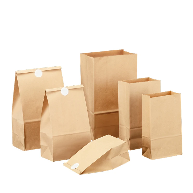 Custom Printing Disposable Coated Oil-proof Bread Hamburger Coffee Paper Bag Kraft Paper Packaging Bag