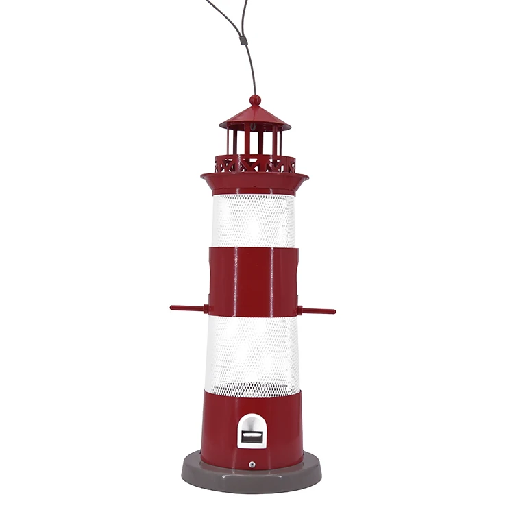 
Outdoor hanging red and white light house bird feeder wild bird feeder 