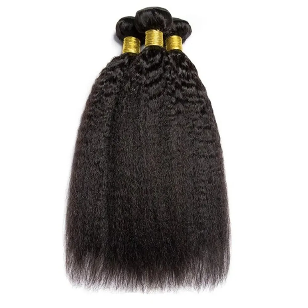 Kinky Straight Bundle Deal Wholesale Unprocessed Human Hair Bundles Natural Black Color Human Hair Extensions Double Drawn