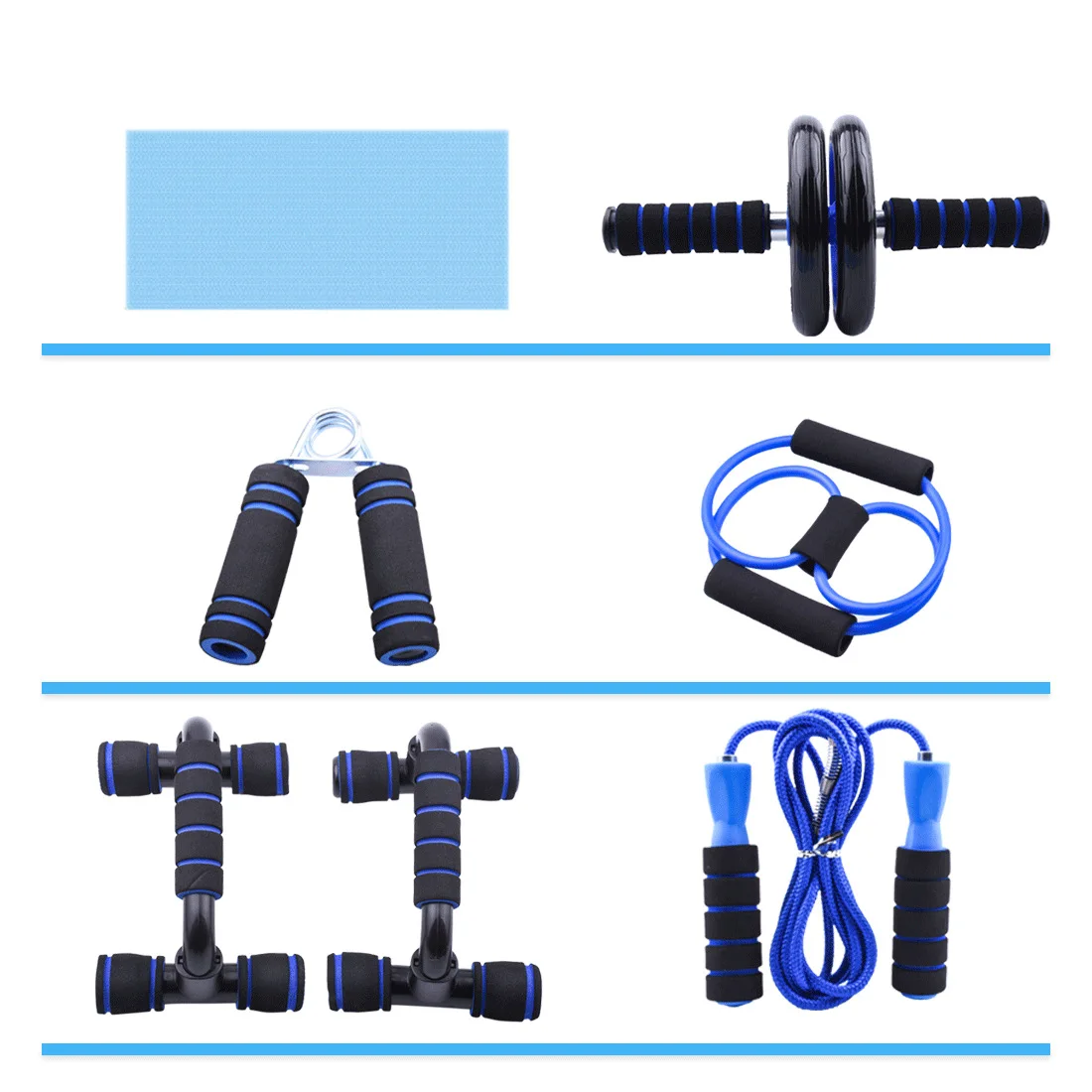 7PCS AB Wheel Roller Kit Portable Equipment for Home Exercise Muscle Strength Exercise Equipment Sets exercise ab wheel