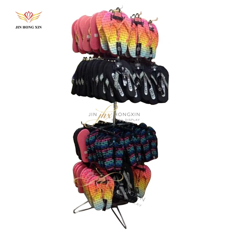 Rotating Bag Hat Shoes Slippers Toy Store Display Rack With Hooks Pegs And LCD Screen for Retail Store Supermarket