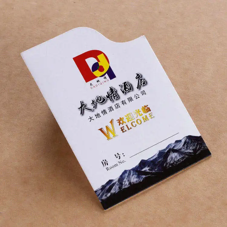 Custom Logo Printing Hotel Paper Key Card Room Key Holder Sleeves Envelope Greeting Card