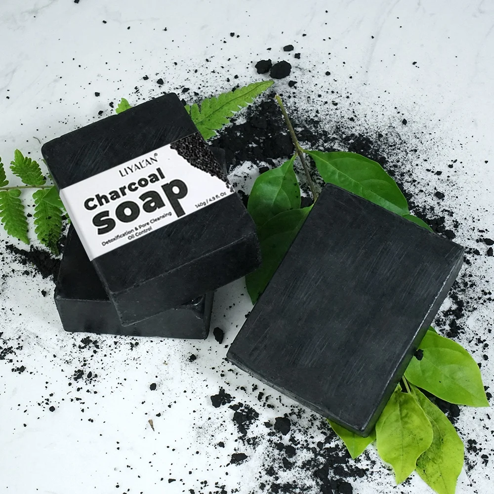 Private Label Face Body Clean Black Soap Bar Reduce Blackheads Acne Bamboo Charcoal Soap