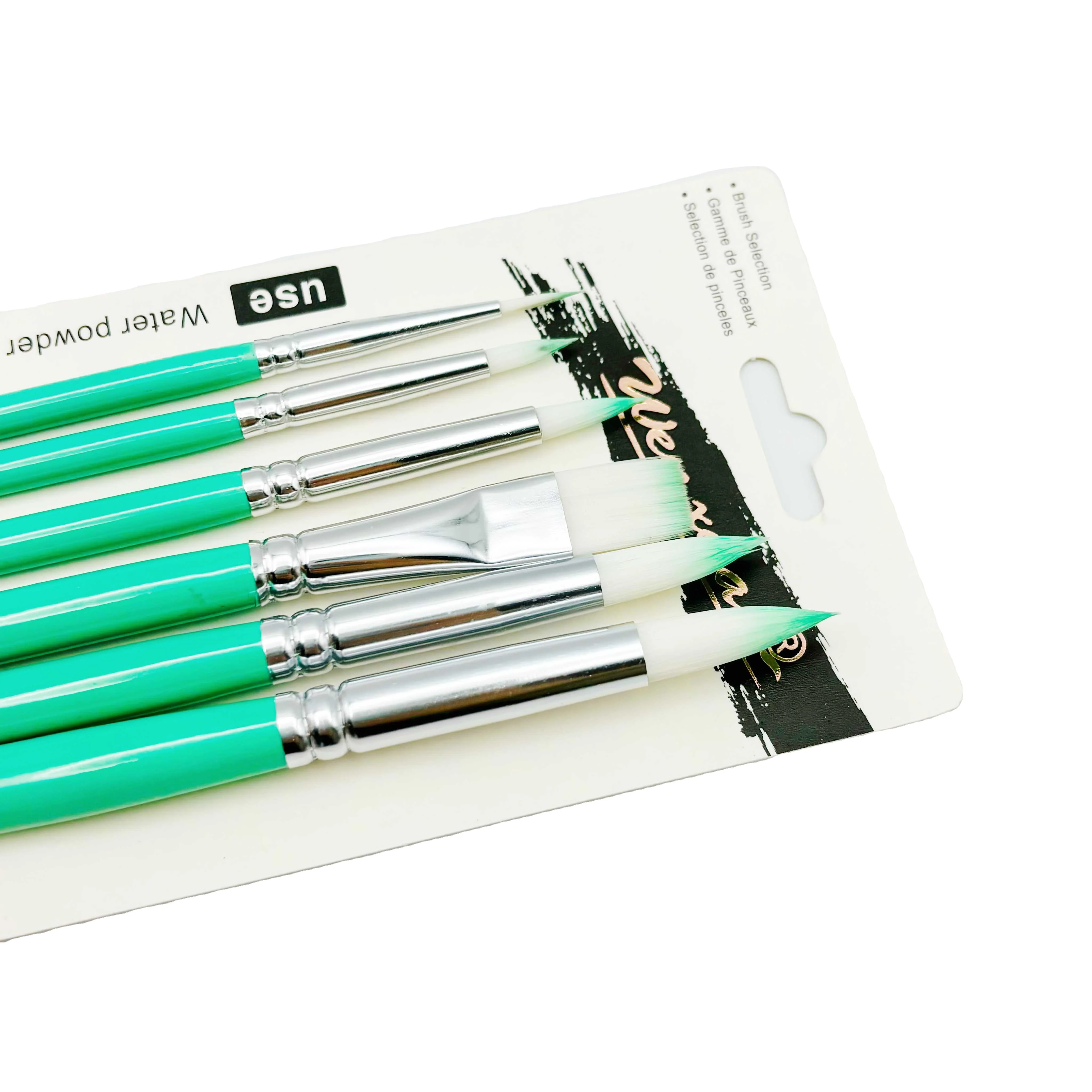 6-Piece High Quality Brush With Gloss Paint Synthetic Nylon Hair Paint Brush Set for Acrylic Drawing Brush