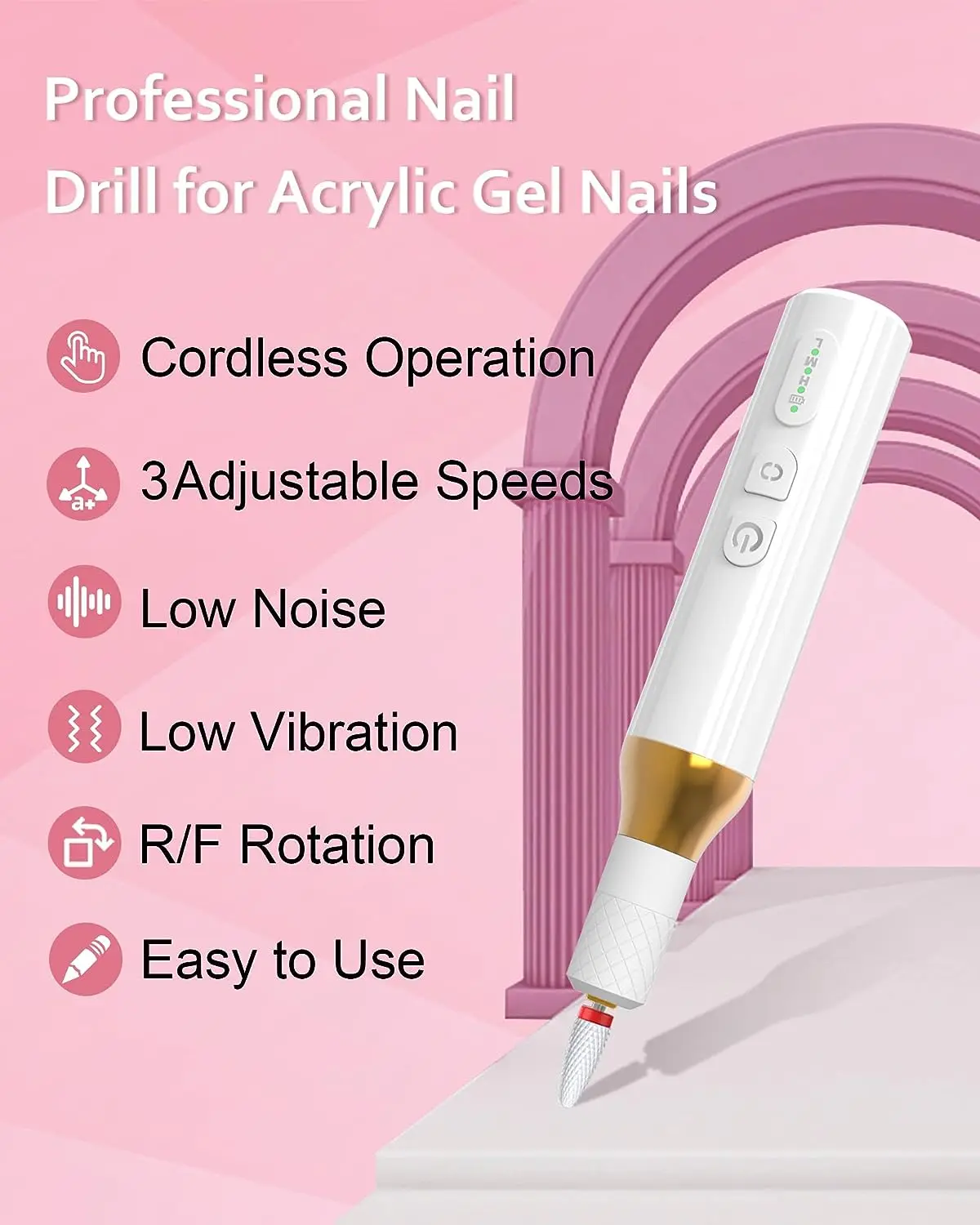 Cordless Electric Nail Drill Machine Rechargeable Manicure Pedicure Kit File Portable Hand Foot Care Tool for Nails Trimmer