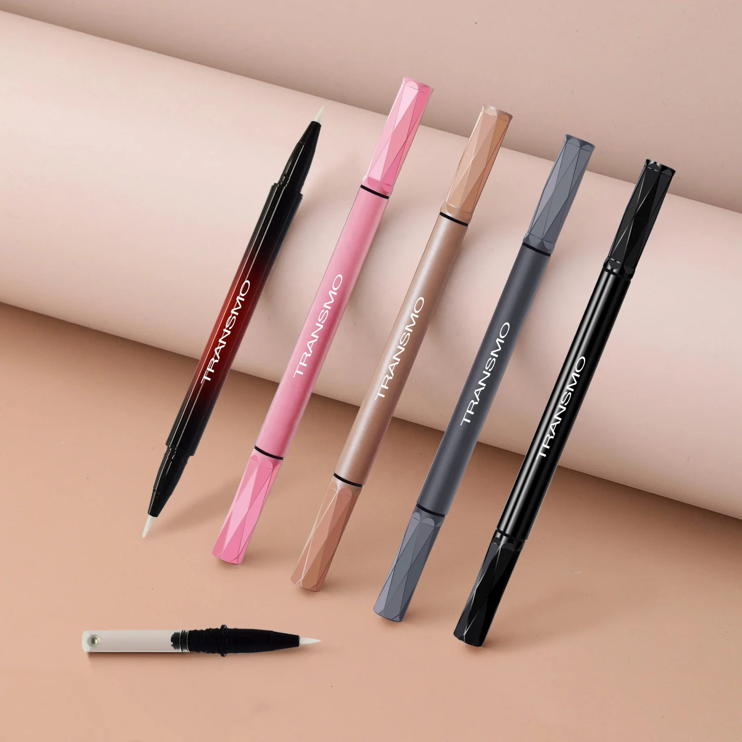 Customized double head liquid eyeliner packaging gradient red empty eyeliner pencil tube