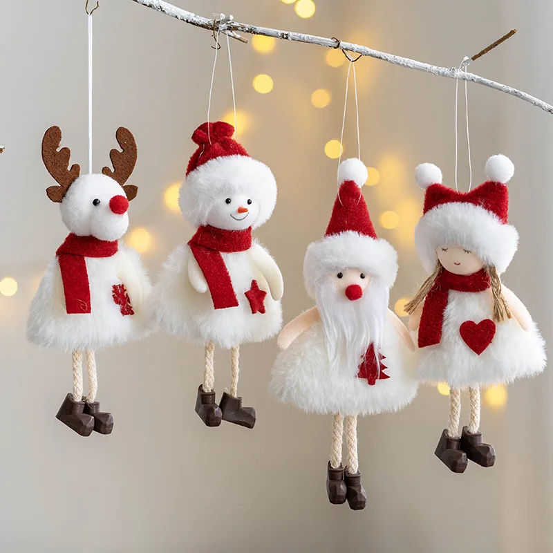 Afuly Wholesale Christmas Angel Snowman Plush Doll Christmas Tree Decor for Home Angel Pendant New Year Home Ornament Xmas Gift