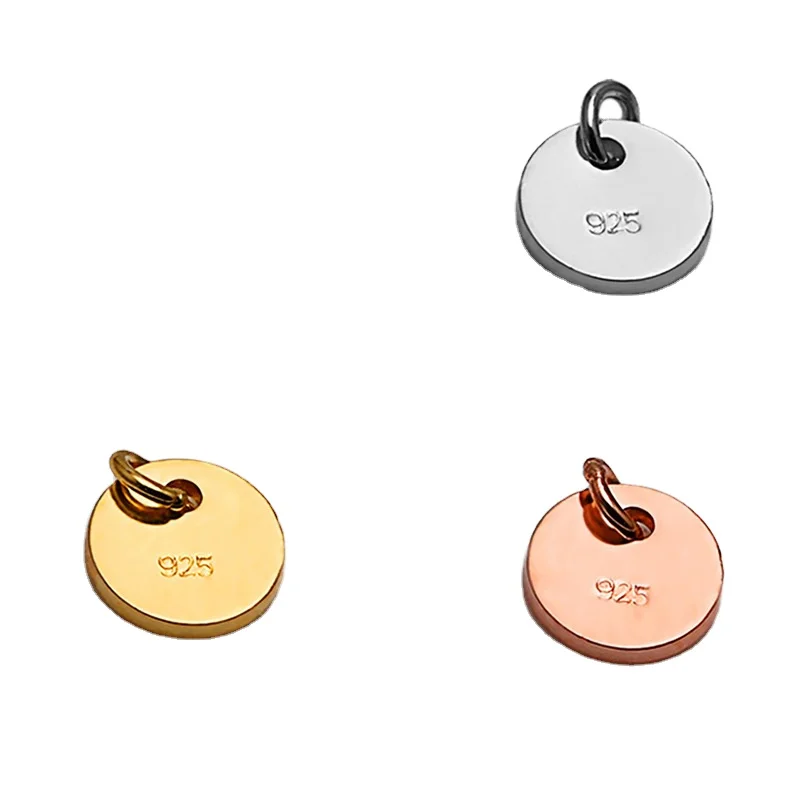 Позолоченная подвеска с Круглым Диском из серебра 925 пробы покрытием розового золота