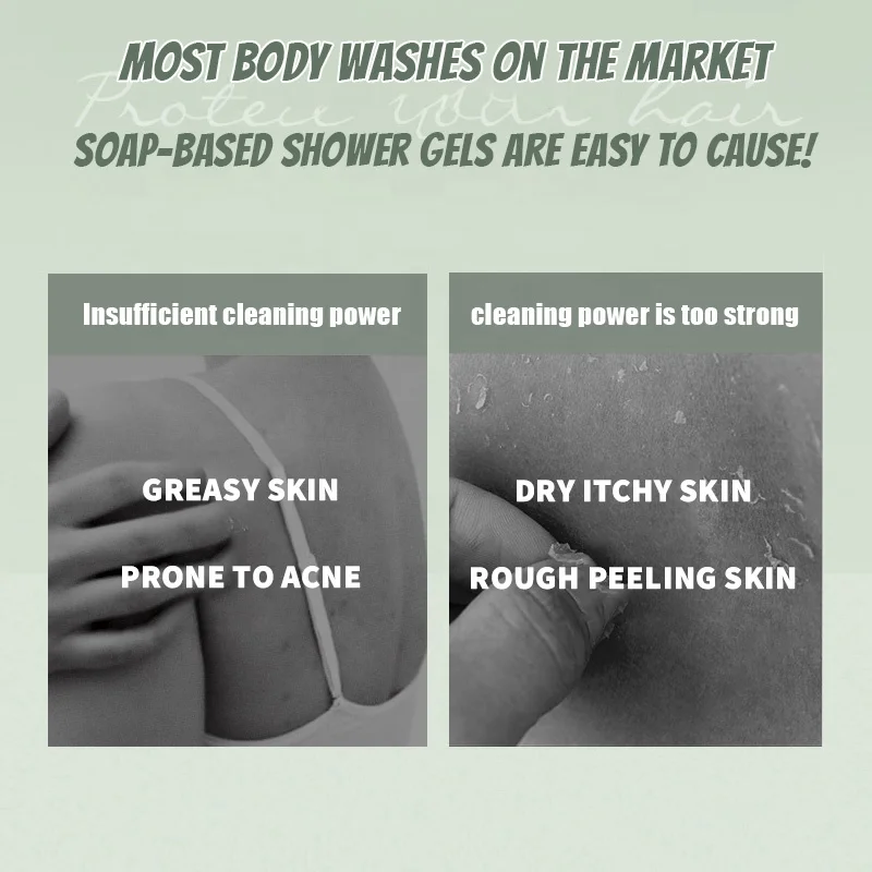 OEM Amino Acid Body Wash 300ml / 10.14 fl oz Soap-Free Mild Fragrance Shower Gel Hydrated Nourished Skincare Body Cleanser