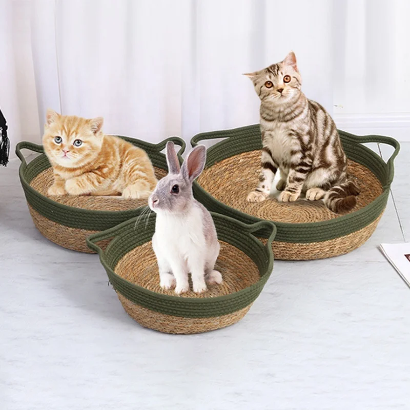 Pu Grass Rattan Cat Litter Net Red Straw Dog Litter Cat Scratching Board Litter Bed House Pet Cat Nest