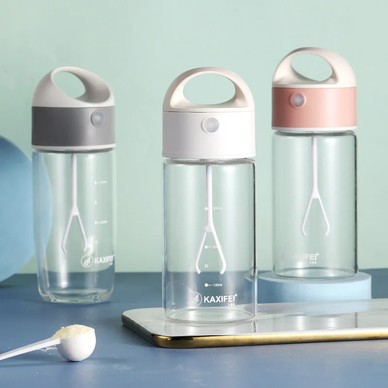 450ml/15oz Custom Logo Battery Electric Glass Powder Mixing Bottle Fruit Milk Shaker