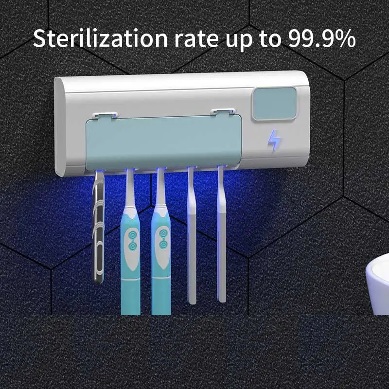 2022 New Released Wall Mounted UV Light Sterilizer Toothbrush Holder Electric Rechargeable UV Toothbrush Sterilizer