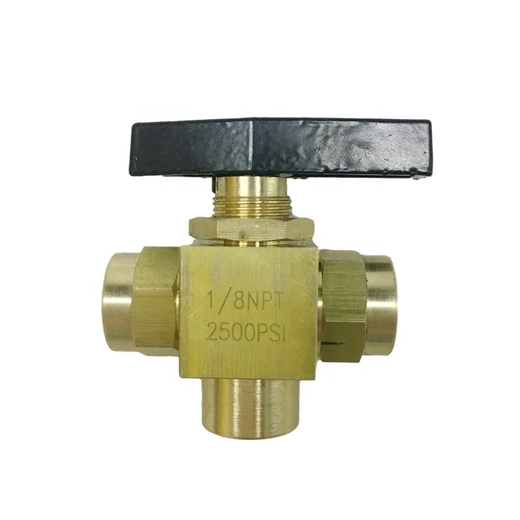 Высокое давление 2500 psi 1/8 NPT инструмент с внутренней резьбой 3-ходовой латунный шаровой клапан