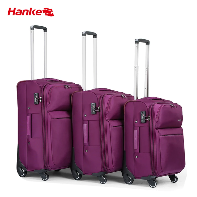 Hanke guangzhou hot selling good quality nylon fabric trolley luggage bags custom classic business trip luggage set suitcases