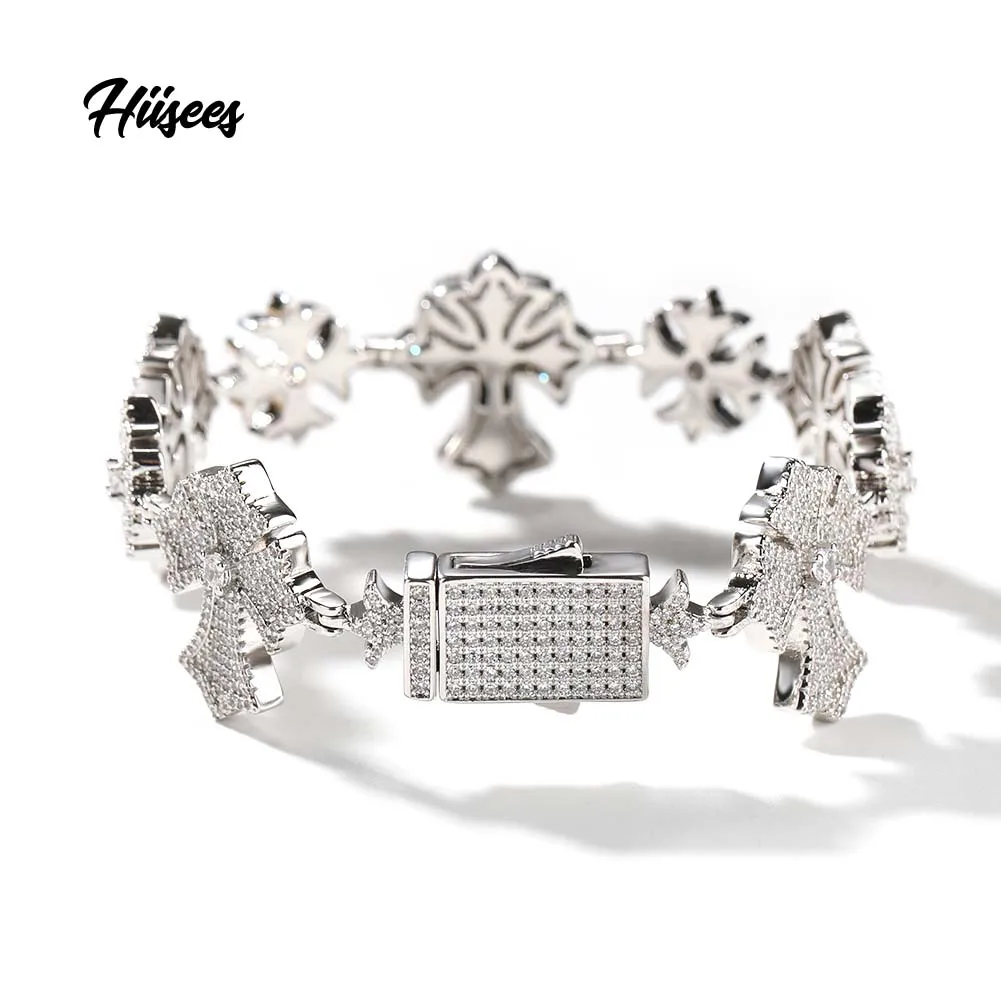 Custom infinite Link Chain Cross Bracelet Micro Pave 5A Cubic Zirconia Bling Iced Out Men Women Bracelet Hip Hop Fashion Jewelry