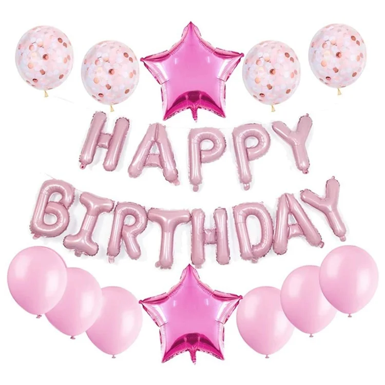 Happy Birthday Balloons Set Letters Star Foil Balloons Party Decorations Balloons