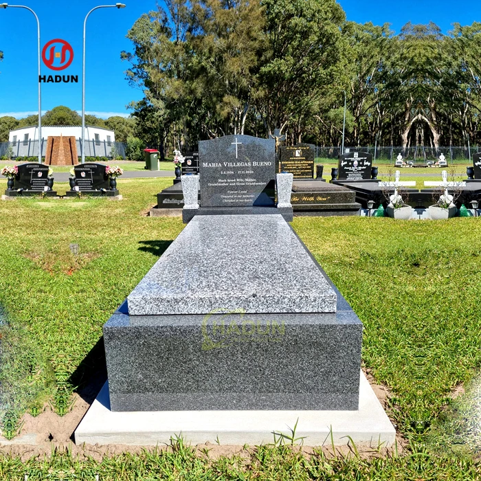 Russian cemetery black and grey granite blank headstones