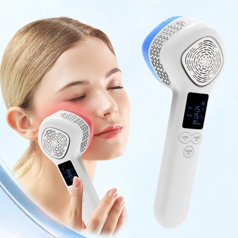 2025 facial home devices trending Large Ice-Hammer Facial Beauty Instrument Device Cold Hot Face lifting face massager