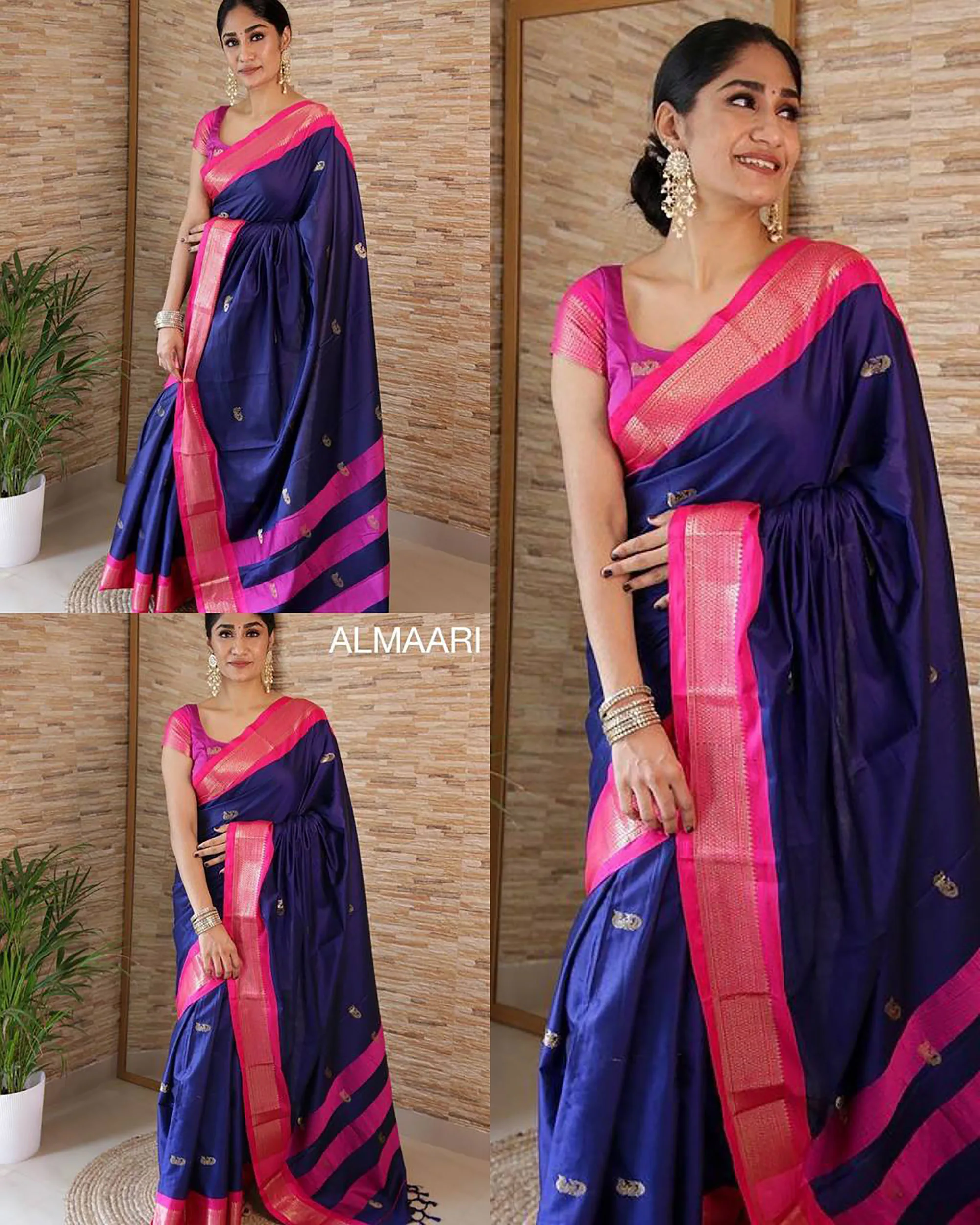 Indian Beautiful Banarasi Soft Silk Saree Pure Banarasi Golden Zari Weaving Work With Blouse Pieces Traditional Wear Saree