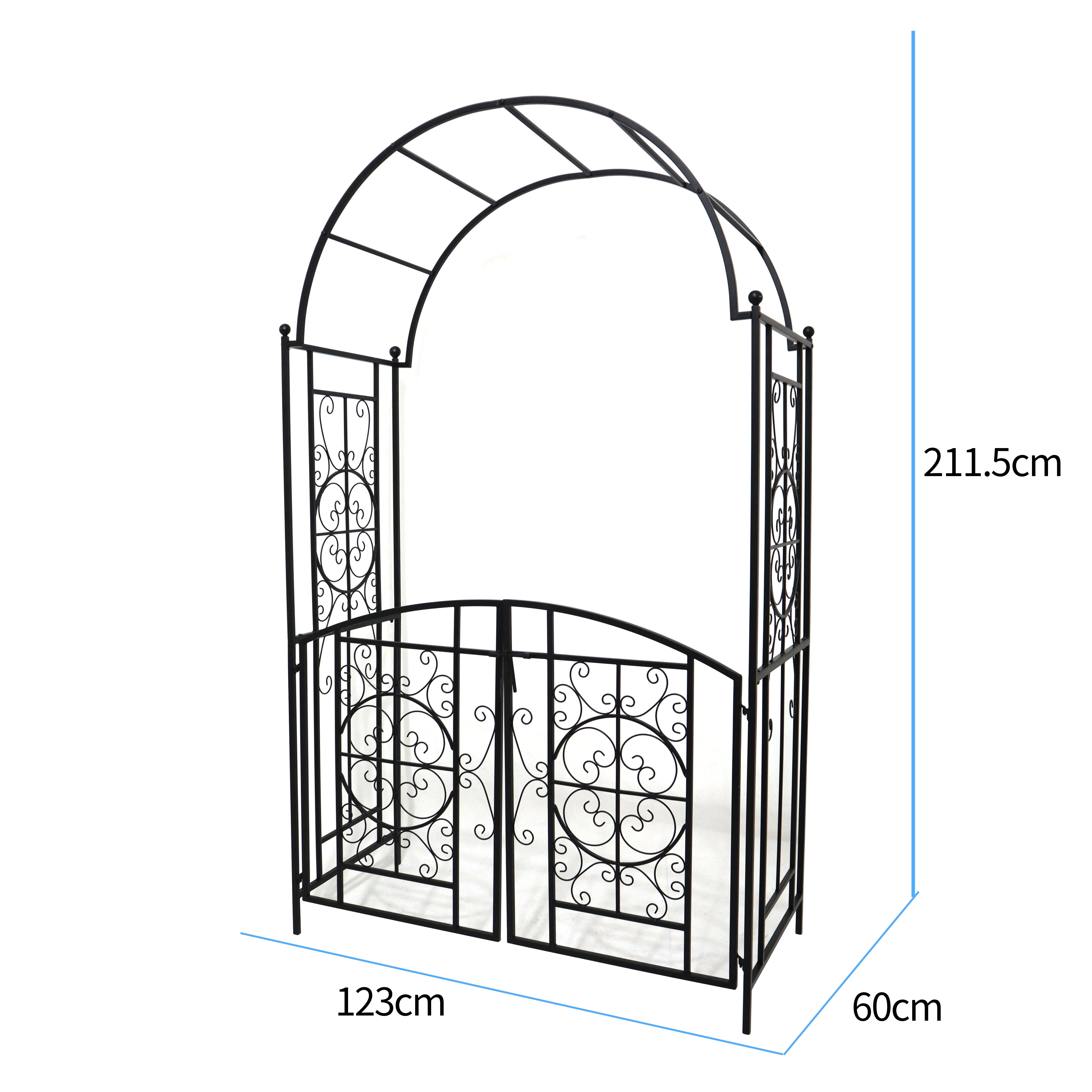 Garden Arch with Gate 83 Inch Garden Trellis for Climbing Plant Metal Green Entry Arch for Outdoor Wedding