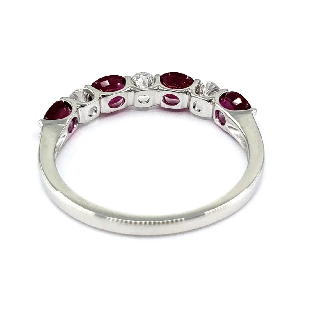 High End Ruby Jewelry 18kSolid Gold Natural Full Diamond Rings Two-Tone Lady Ring Family Wedding Rings Band for Ruby Jewelry