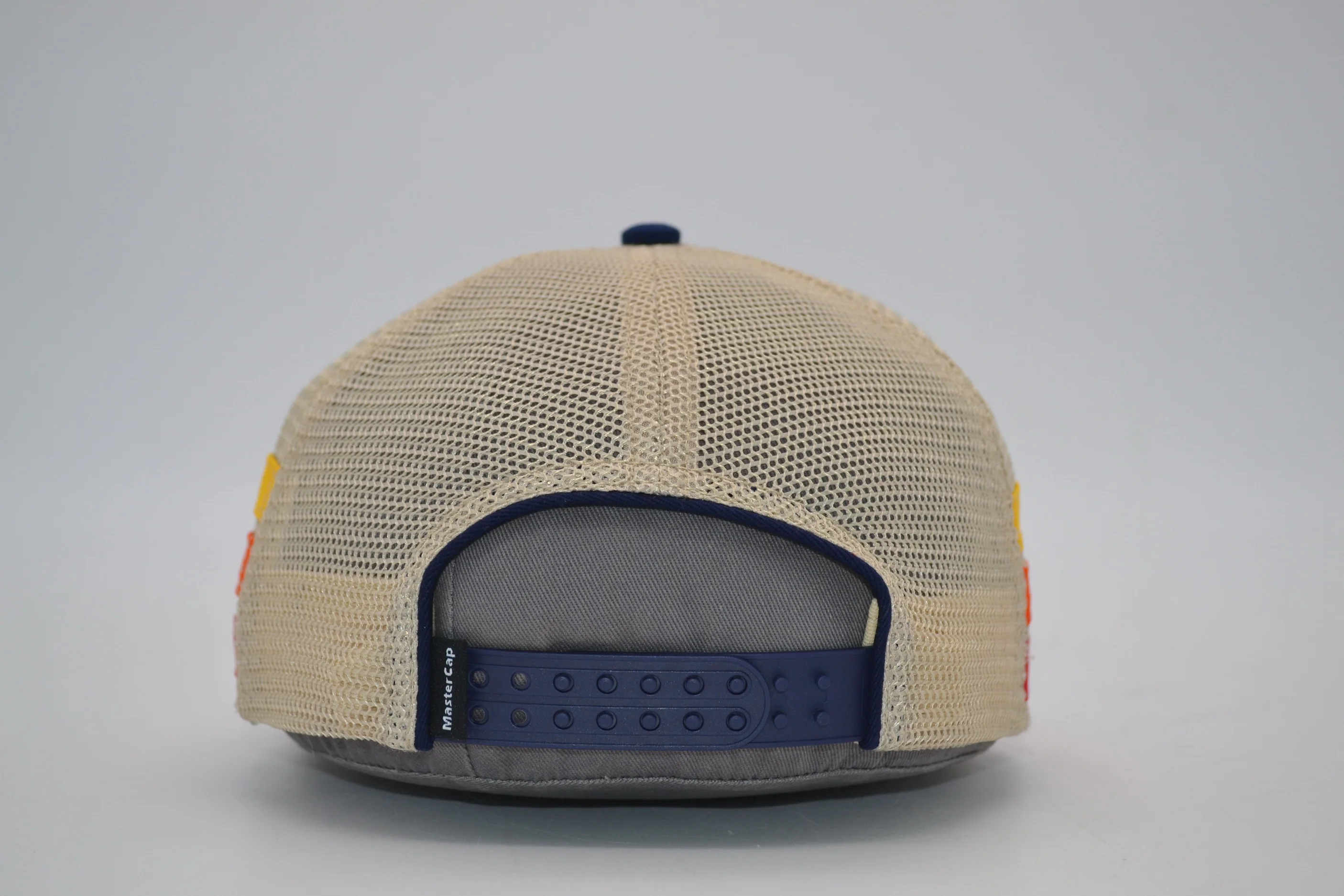 Custom logo self fabric embroidery patch rope bill mesh back adjustable size high quality 5 panel trucker cap