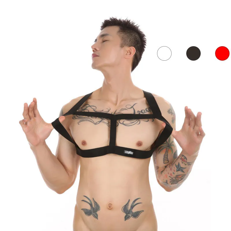 Men Muscle Restraint Fitness Elastic Polyester Harness Sports Shoulder Straps Gay Sexy Dress
