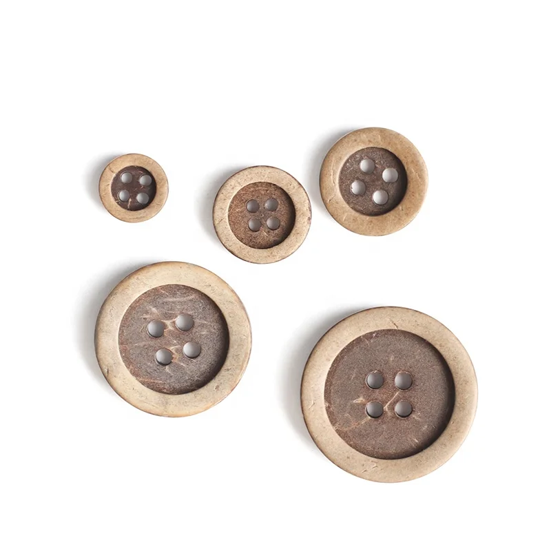Eco-friendly 4 Holes Brim Natural Coconut Shell Sewing Button For Shirt
