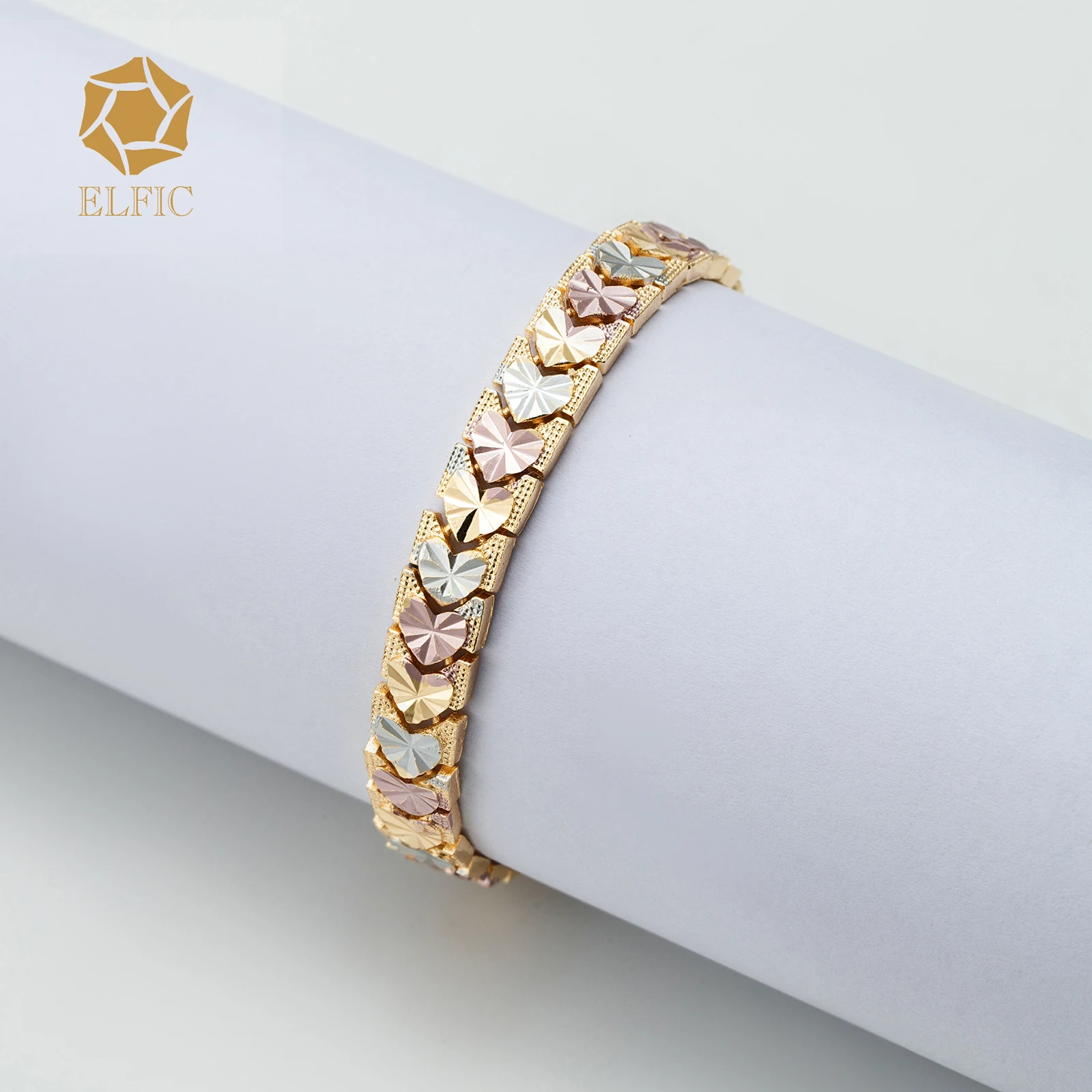 Elfic American and dubai best selling jewelry 18K Gold Plated simple Bracelet hollow Bracelet for men women