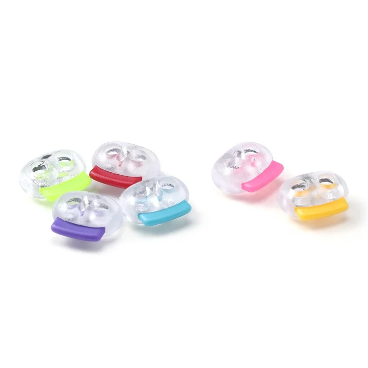 Wholesale Oval Plastic Toggle Stoppers Double Holes Cord Locks End color For Sport shoes