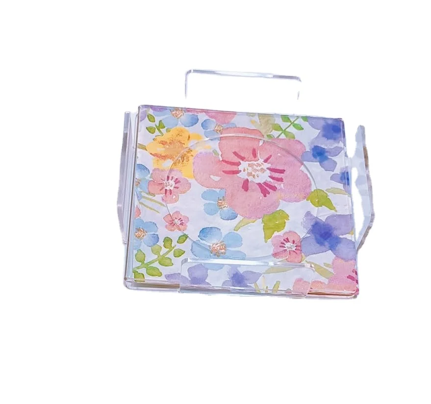 Acrylic Napkin Coaster,DIY Clear Acrylic Coasters with Insert for Cocktail Napkins for Festival,Party,Home,Bar Decor