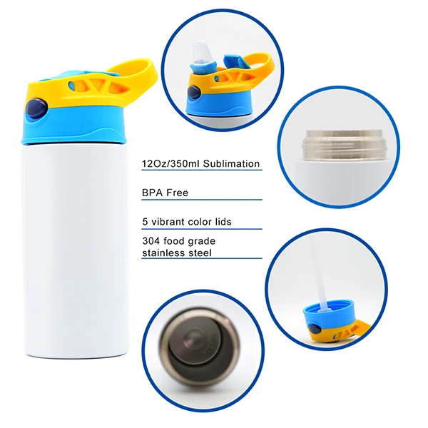 US Warehouse 350ml 12oz Stainless Steel kids cup water bottle Cup DIY Sublimation Blanks Straight  kids sublimation tumblers