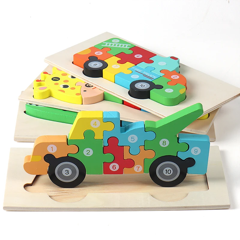 CPC CE Spielzeug 3D Animal Wooden Puzzle Board Cartoon Dinosaur Jigsaw POP DIY Gift Early Educational Toys For Kids Boys & Girls
