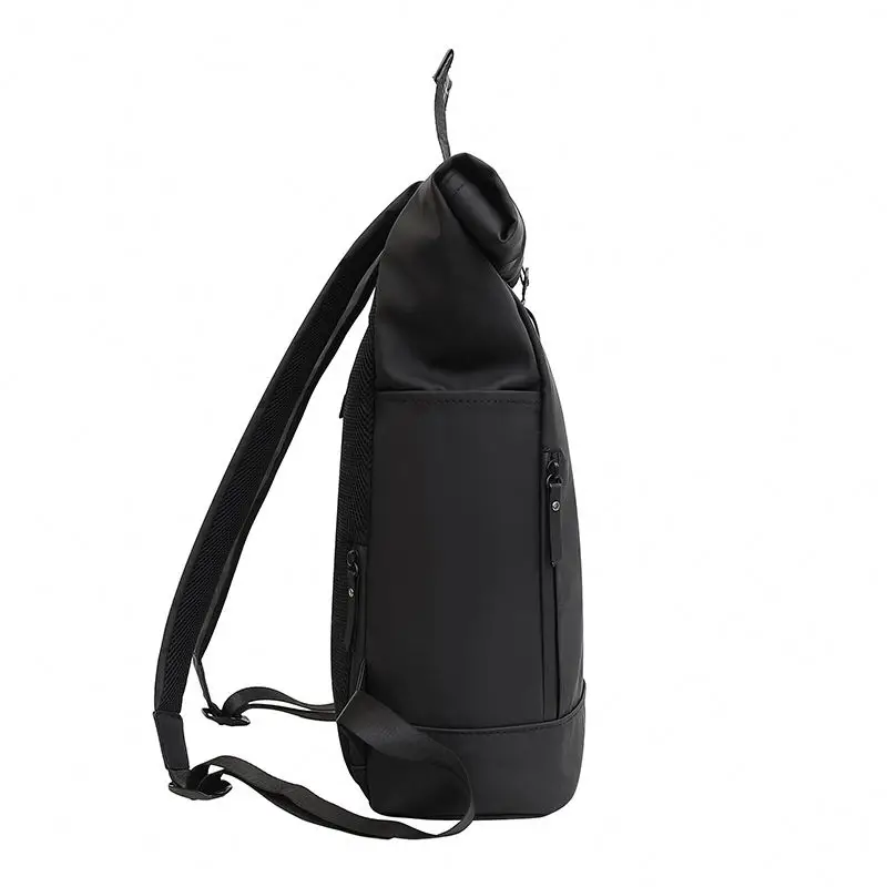 2023 wholesale black waterproof roll top backpack laptop backpack for man women