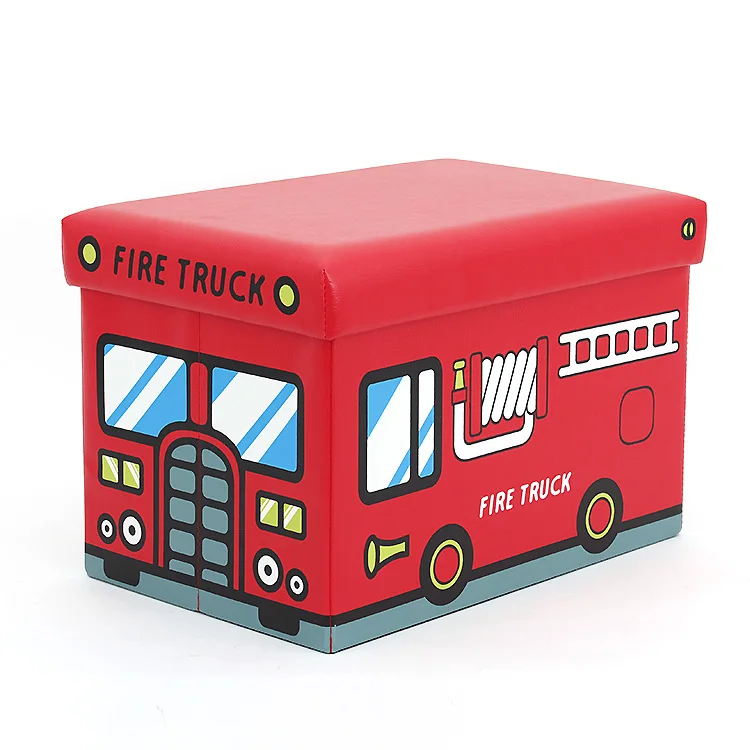 RTS modern living room furniture  pvc leather red fire truck design  folding storage stool for children
