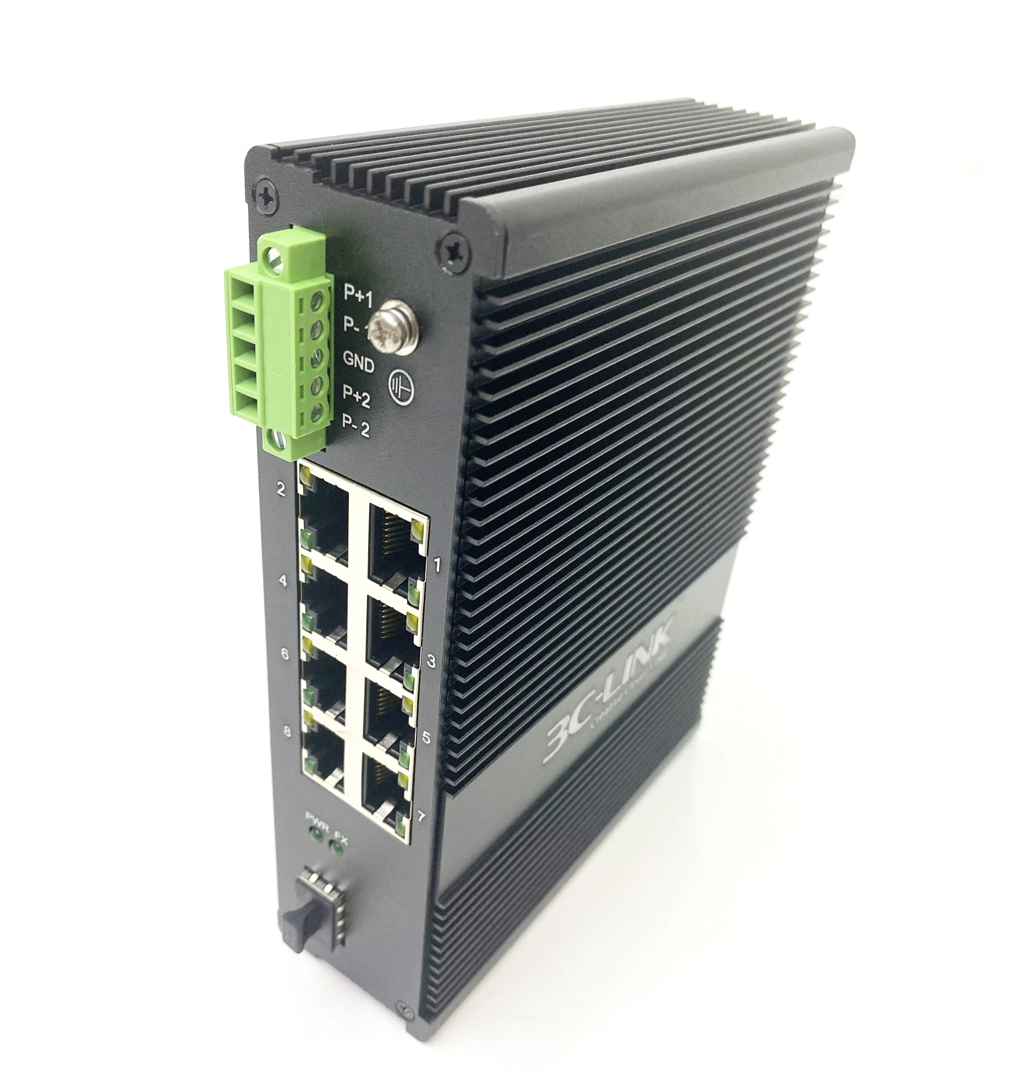 Промышленный коммутатор с 2 слотами GE SFP + 8 10/100/1000 м POE cctv Реверсивный