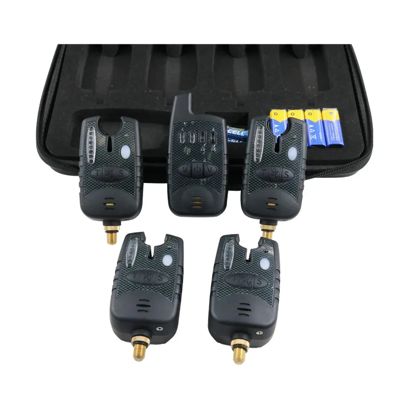 JZH-RF898 4+1 Hot Sale Factory Price Standard LED Waterproof  Black Fishing Bite Alarm with battery