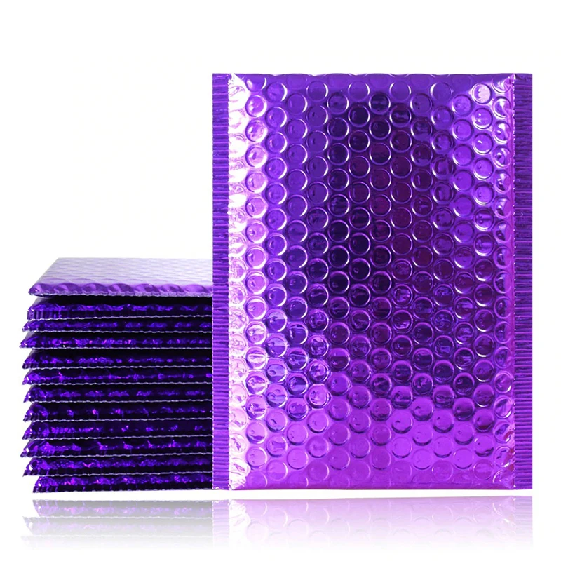 Strong Self Adhesive Waterproof Co Extruded Metallic Bubble Mailer Aluminum Foil Bags Padded Envelope Purple Bubble Mailing Bags