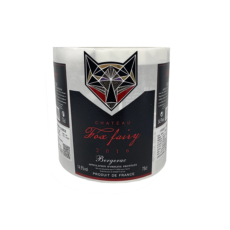Custom self-adhesive printed paper gold foil wine labels for bottles