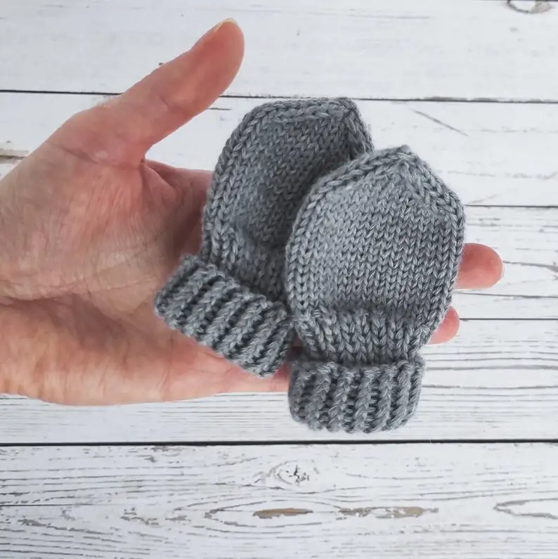 Crochet New Born Baby Gift For Baby Birth Organic Cotton Hand Knit Baby Mittens