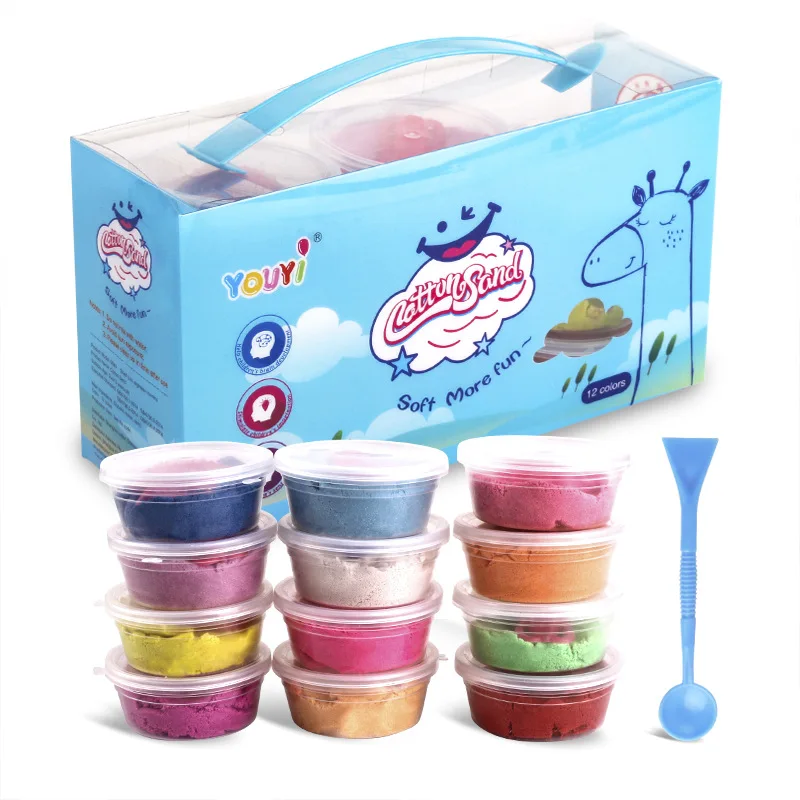 Волшебный хлопковый пластилин, детские игрушки, пазл для творчества ручной работы, 12 цветов в коробке, цветной шелк