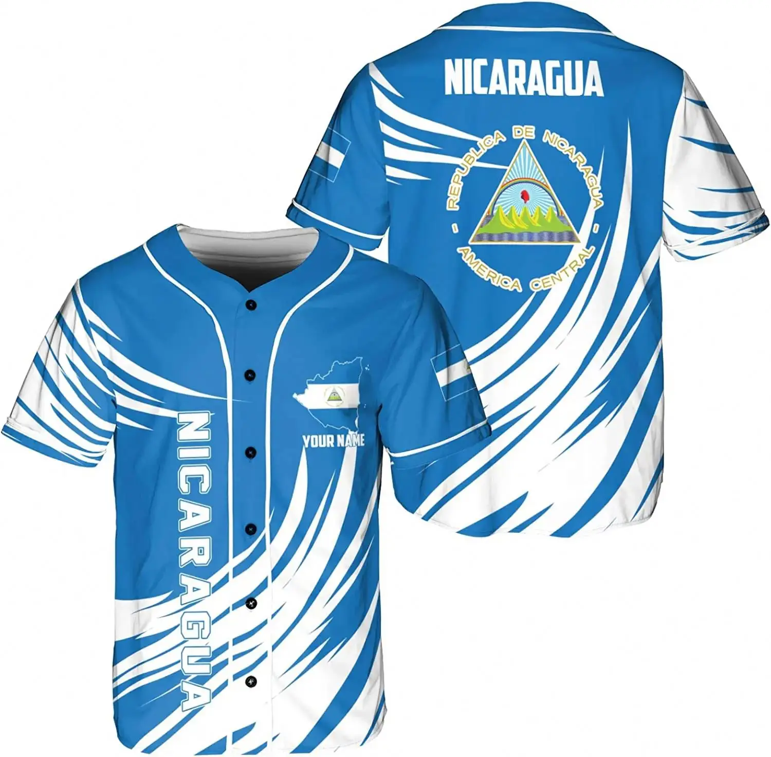 Cheap Men Baseball Shirt Custom Nicaragua Flag 3d Print Cozy Baseball Jersey Shirt Top Tee Male Streetwear Short Sleeve Tops Hot