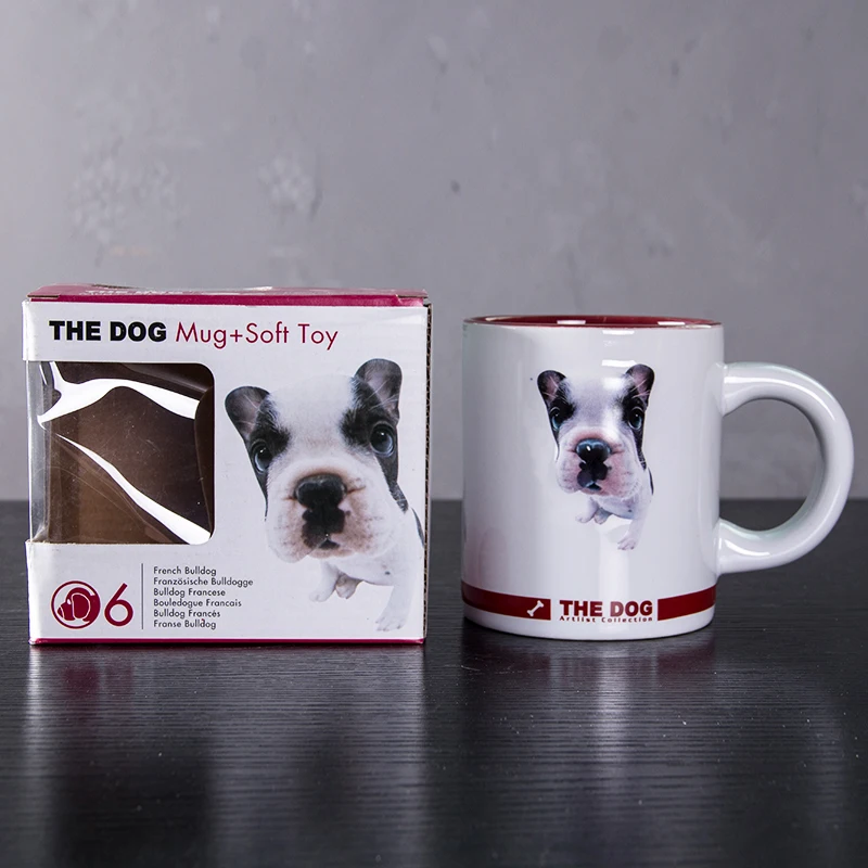 JIA SHUN Wholesale ceramic 3D dog and cat animal face print travel mug with handle