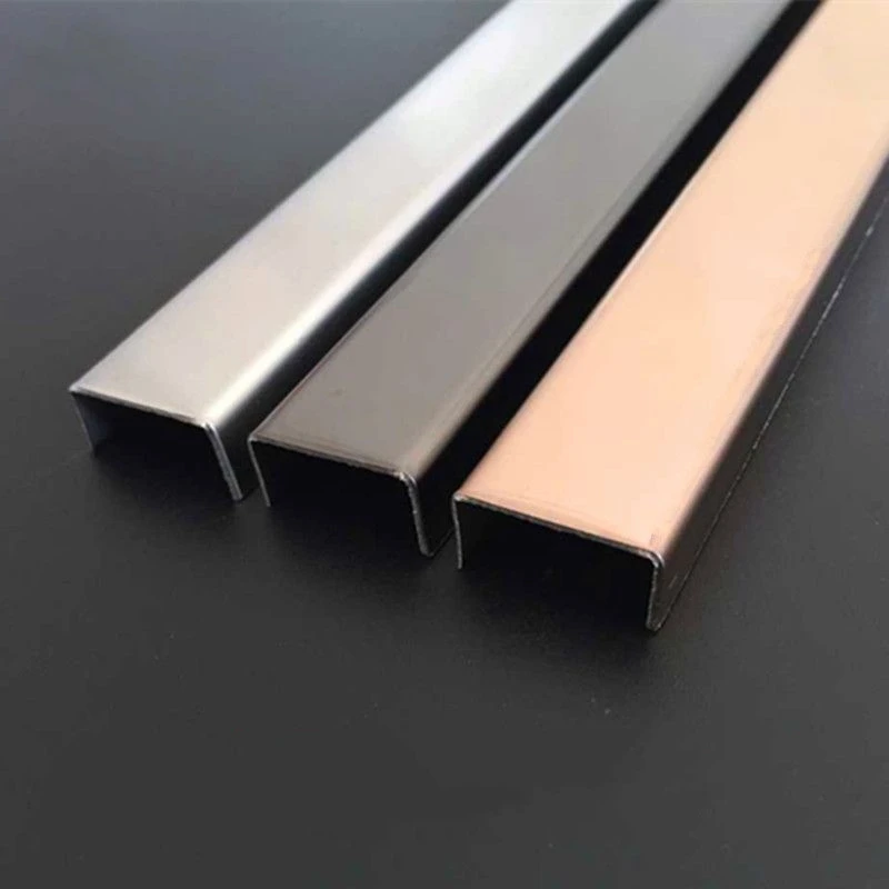 SS201 304 u shape stainless steel channel prices rose gold mirror polished tile trim strip