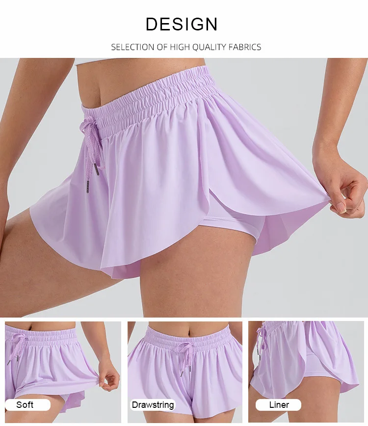 Custom Logo Women Sportswear Lightweight Flowy Running Skirts Tennis Dress With Shorts High Rise Tennis Skirt Shorts